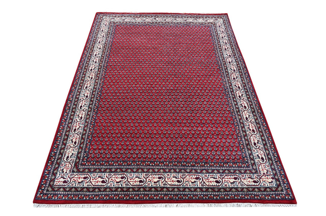 Handmade Persian Wool Area Rugs in Litchi(strawberry) design for Living room & Bedroom, in red & off white cream color