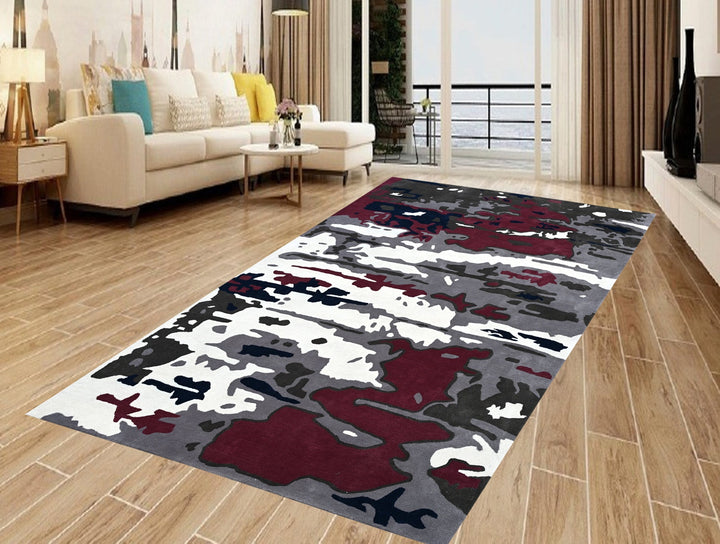 Modern & Abstract design wool Area Rug for living room, 5 x 8 ft. and 8 x 10 ft. Red & blue color,