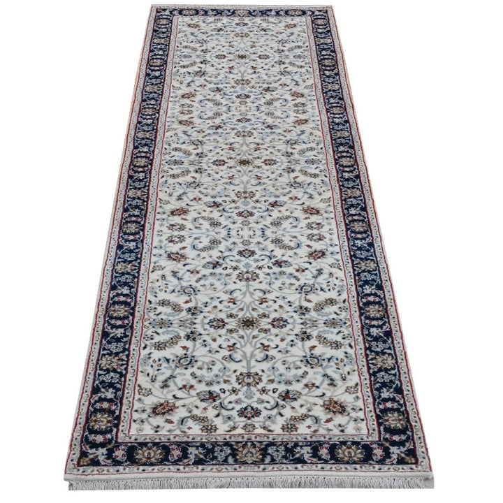 Premium Wool Area Rug, Blue and cream color, Indo Nain Kashan Design, Persian Area rug