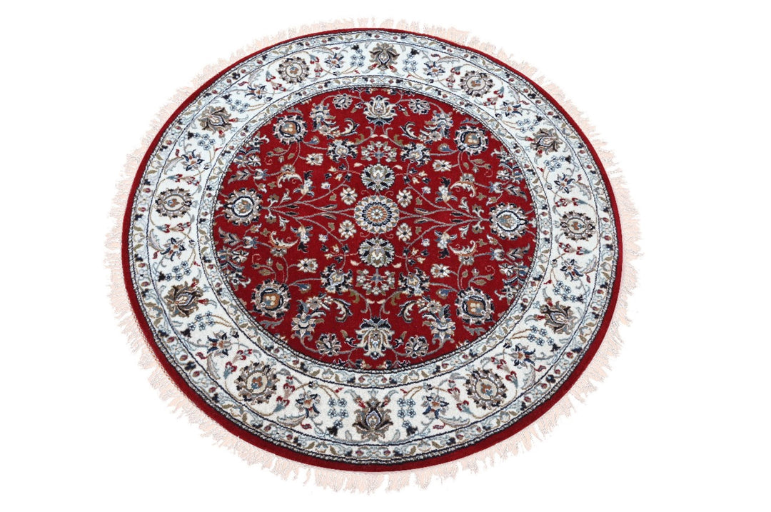 Round wool Area Rug handmade 6 x 6 feet