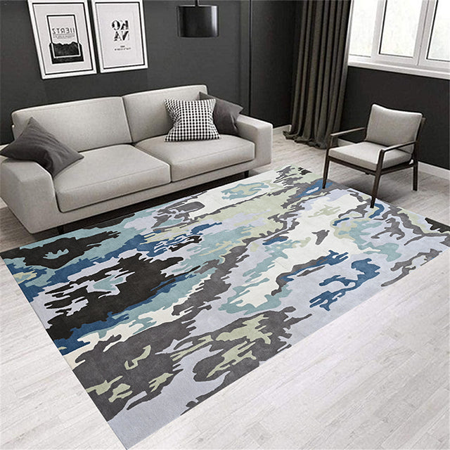 Modern & Abstract design wool Area Rug for living room, 5 x 8 ft. and 8 x 10 ft. Red & blue color,