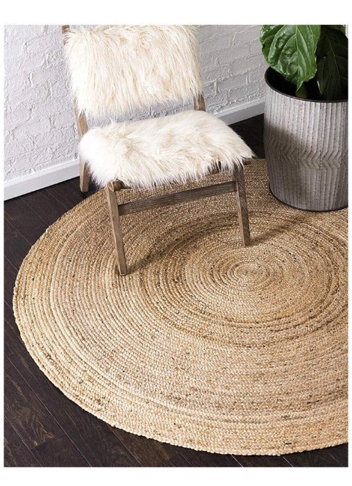 Jute Area Rugs Beige color 6ft.