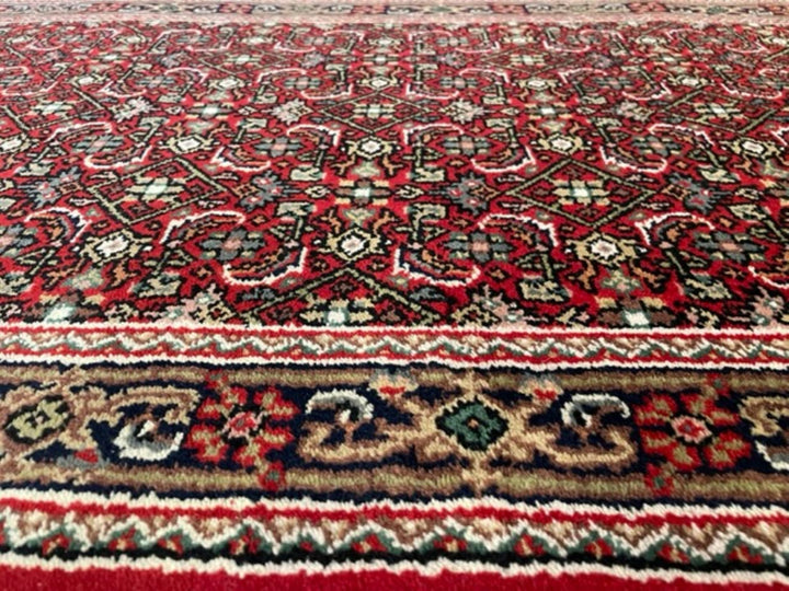 Handmade Bijar Nain wool Rug Runner 2.5 wide, Hand knotted Runner, Red & Maroon runner