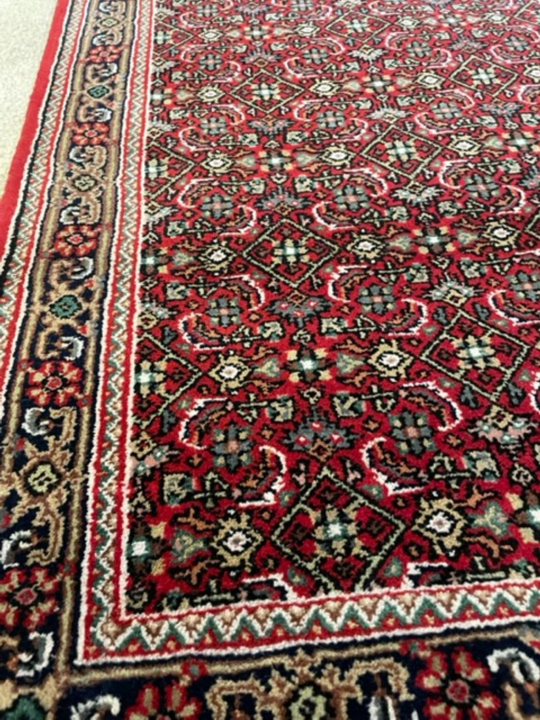 Handmade Bijar Nain wool Rug Runner 2.5 wide, Hand knotted Runner, Red & Maroon runner