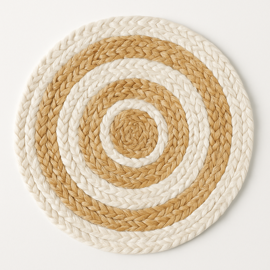 Hand made Round Jute placemats Orange, Beige, White, purple and Multicolor dinner placemats, Kitchen placemats
