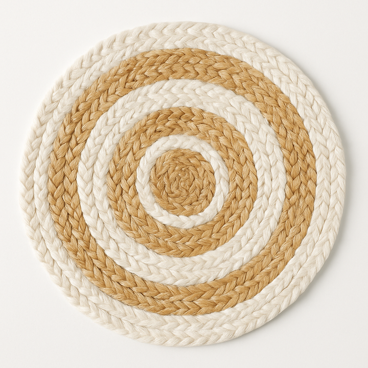 Hand made Round Jute placemats Orange, Beige, White, purple and Multicolor dinner placemats, Kitchen placemats