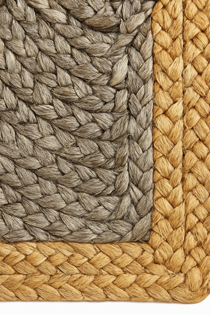 Handmade jute placemats in 4 color, Orange, Gray, Natural white, Purple with Beige color 15 in width, (set of 4)