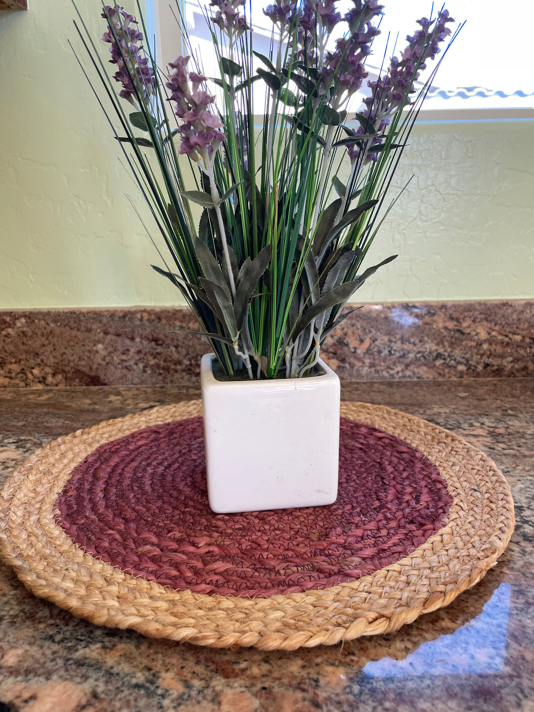 Hand made Round Jute placemats Orange, Beige, White, purple and Multicolor dinner placemats, Kitchen placemats