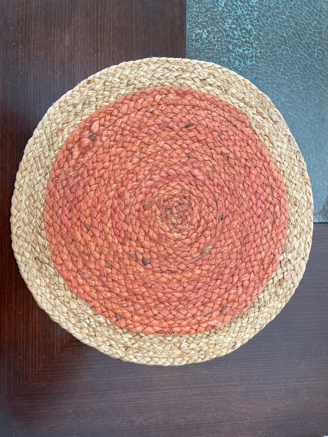 Hand made Round Jute placemats Orange, Beige, White, purple and Multicolor dinner placemats, Kitchen placemats