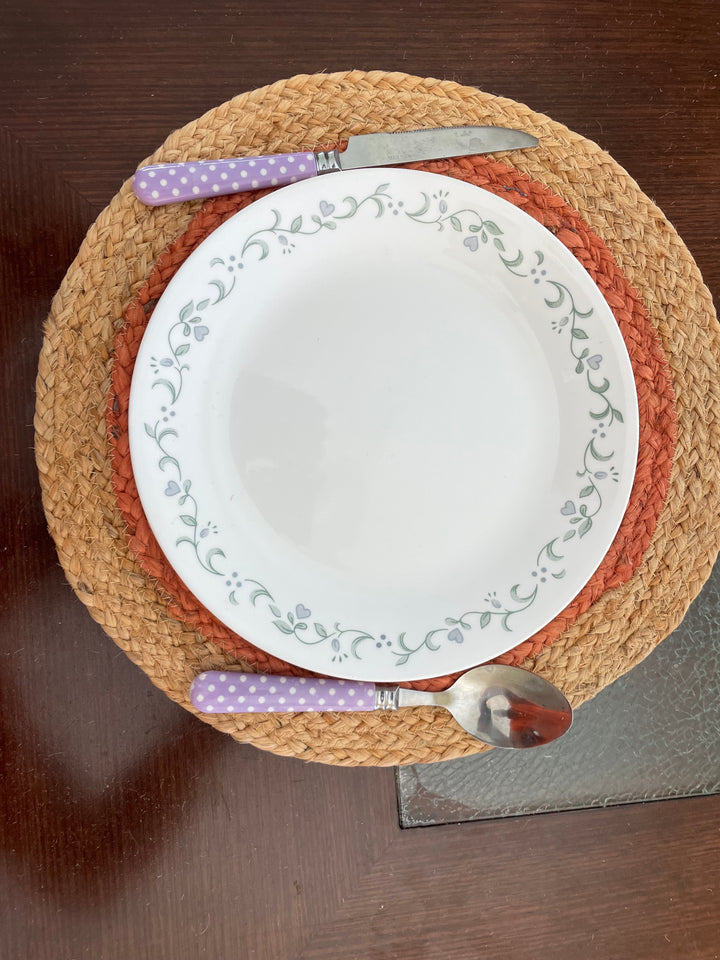 Hand made Round Jute placemats Orange, Beige, White, purple and Multicolor dinner placemats, Kitchen placemats