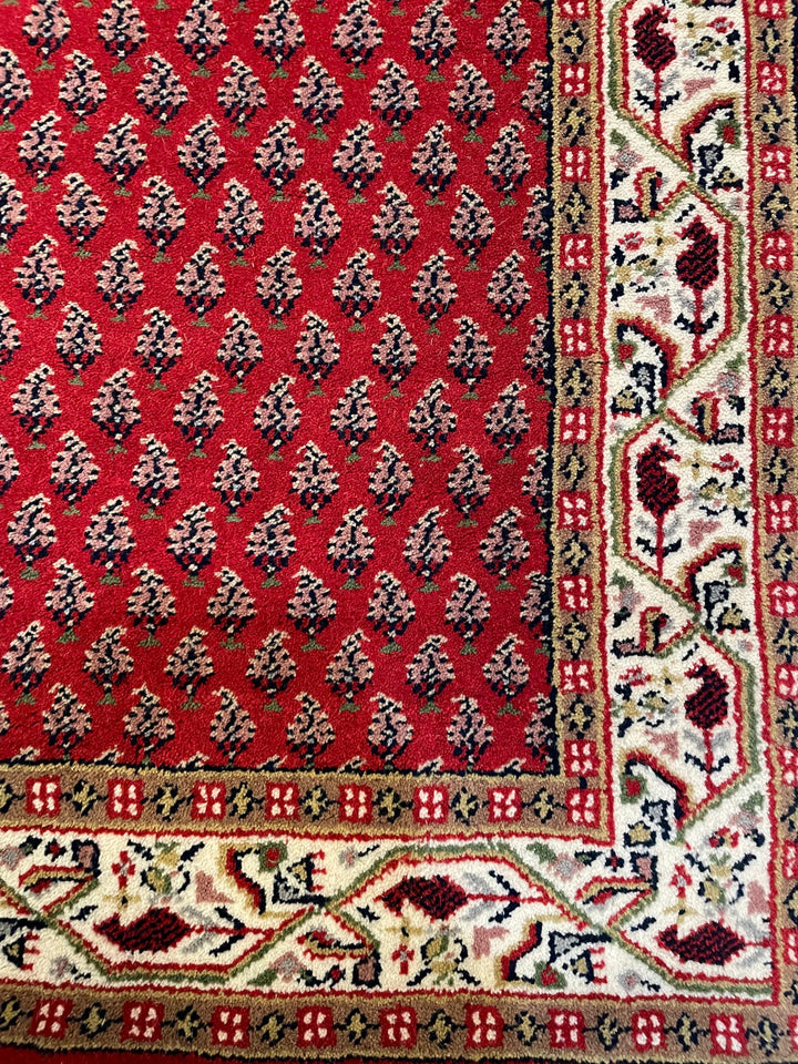 Hand Knotted Runner Area Rug in Red and Cream color for entryway, hallway, living room and bedroom, Litchi design