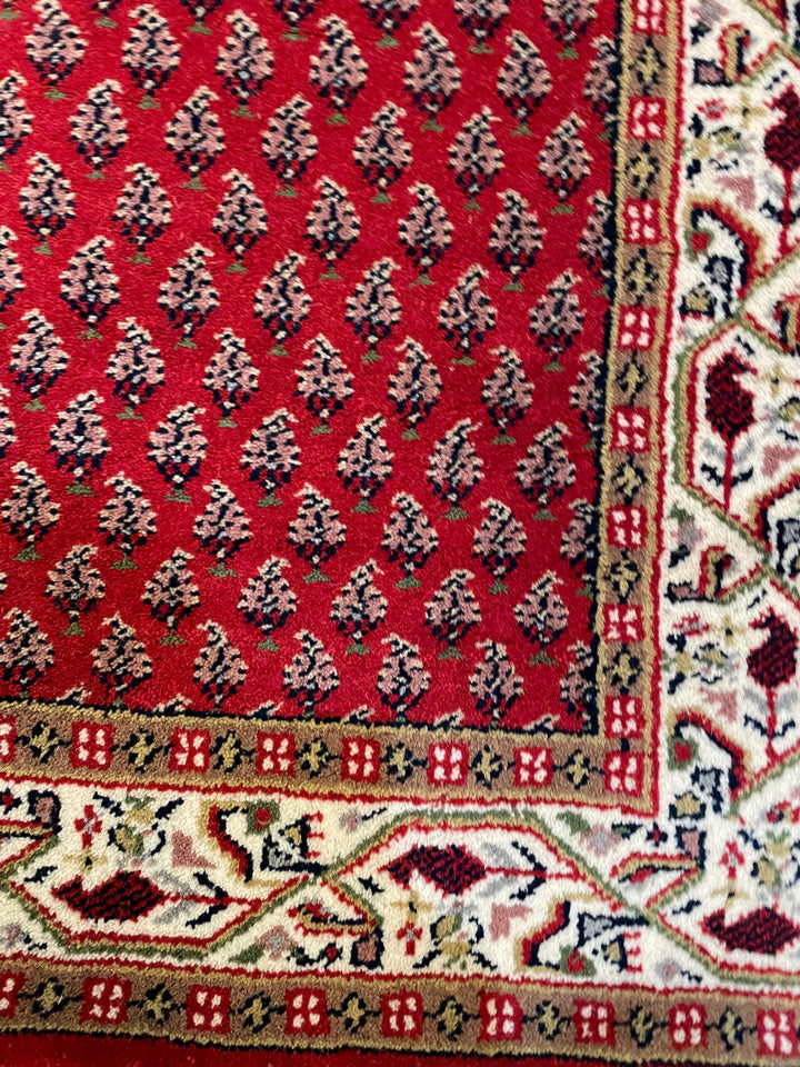 Hand Knotted Runner Area Rug in Red and Cream color for entryway, hallway, living room and bedroom, Litchi design