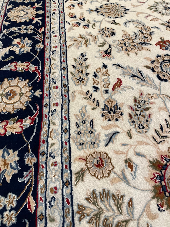 Premium Wool Area Rug, Blue and cream color, Indo Nain Kashan Design, Persian Area rug