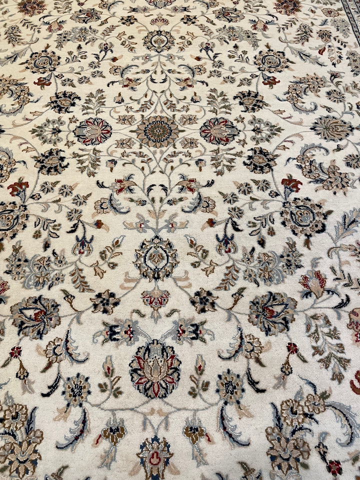 Premium Wool Area Rug, Blue and cream color, Indo Nain Kashan Design, Persian Area rug