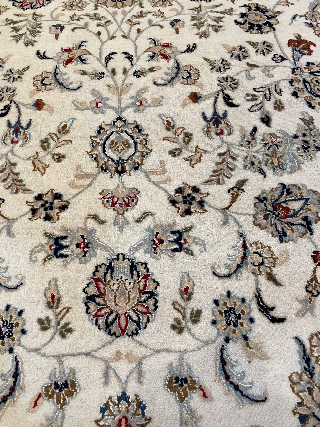 Premium Wool Area Rug, Blue and cream color, Indo Nain Kashan Design, Persian Area rug