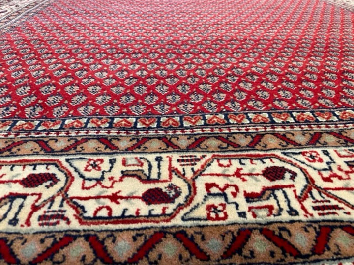 Handmade Persian Wool Area Rugs in Litchi(strawberry) design for Living room & Bedroom, in red & off white cream color