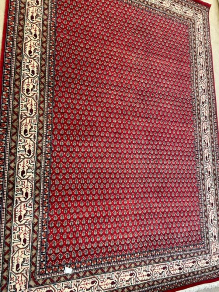 Handmade Persian Wool Area Rugs in Litchi(strawberry) design for Living room & Bedroom, in red & off white cream color