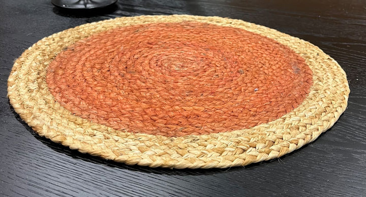 Hand made Round Jute placemats Orange, Beige, White, purple and Multicolor dinner placemats, Kitchen placemats