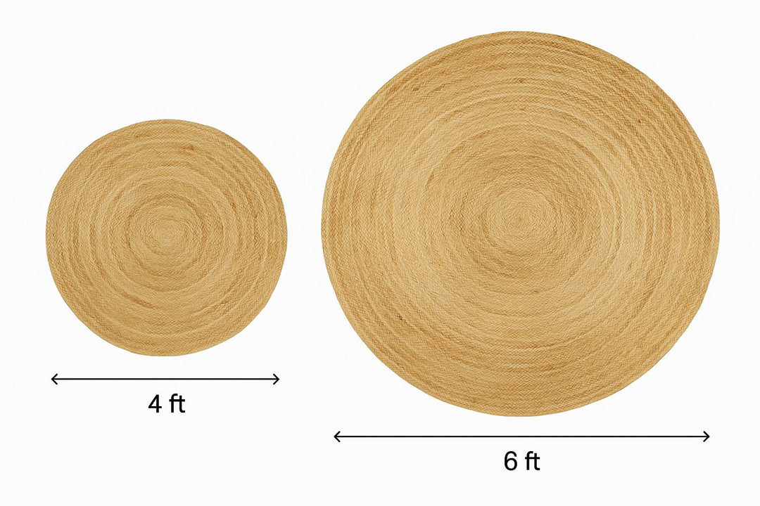 6 ft Round Jute Area Rug – Hand-Braided Natural Beige Floor Rug | Eco-Friendly Rustic Carpet for Living Room & Entryway