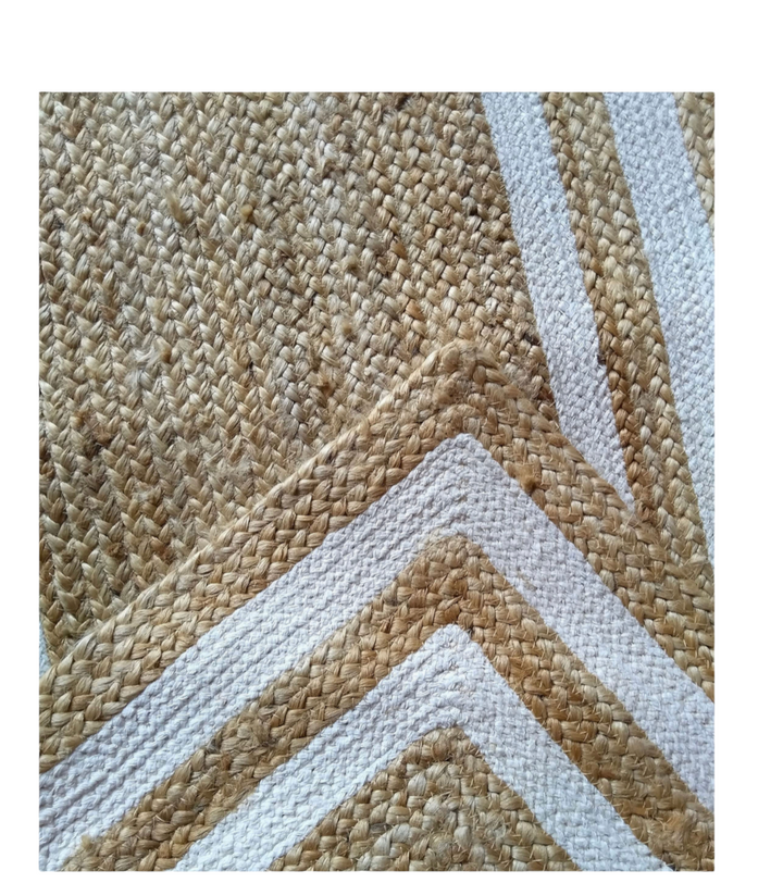 Beige and white Area rug Runner, Hand braided, Runner for hallway, living room and indoor living space.