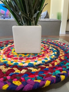 Hand made Round Jute placemats Orange, Beige, White, purple and Multicolor dinner placemats, Kitchen placemats