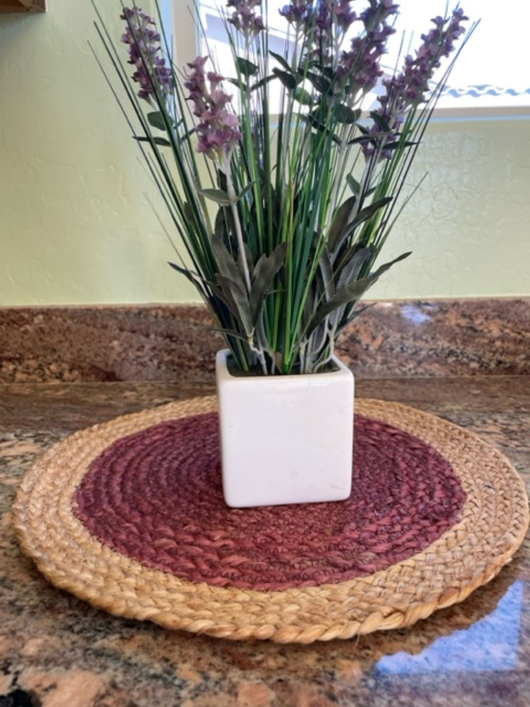 Hand made Round Jute placemats Orange, Beige, White, purple and Multicolor dinner placemats, Kitchen placemats