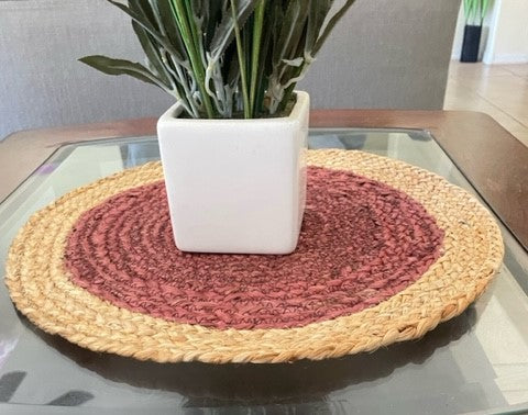 Hand made Round Jute placemats Orange, Beige, White, purple and Multicolor dinner placemats, Kitchen placemats