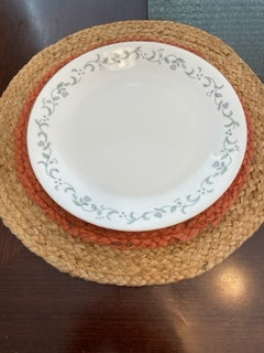 Hand made Round Jute placemats Orange, Beige, White, purple and Multicolor dinner placemats, Kitchen placemats