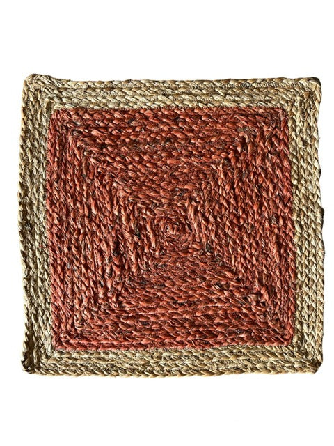 Handmade jute placemats in 4 color, Orange, Gray, Natural white, Purple with Beige color 15 in width, (set of 4)