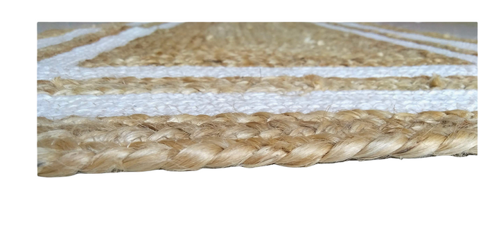 Beige and white Area rug Runner, Hand braided, Runner for hallway, living room and indoor living space.