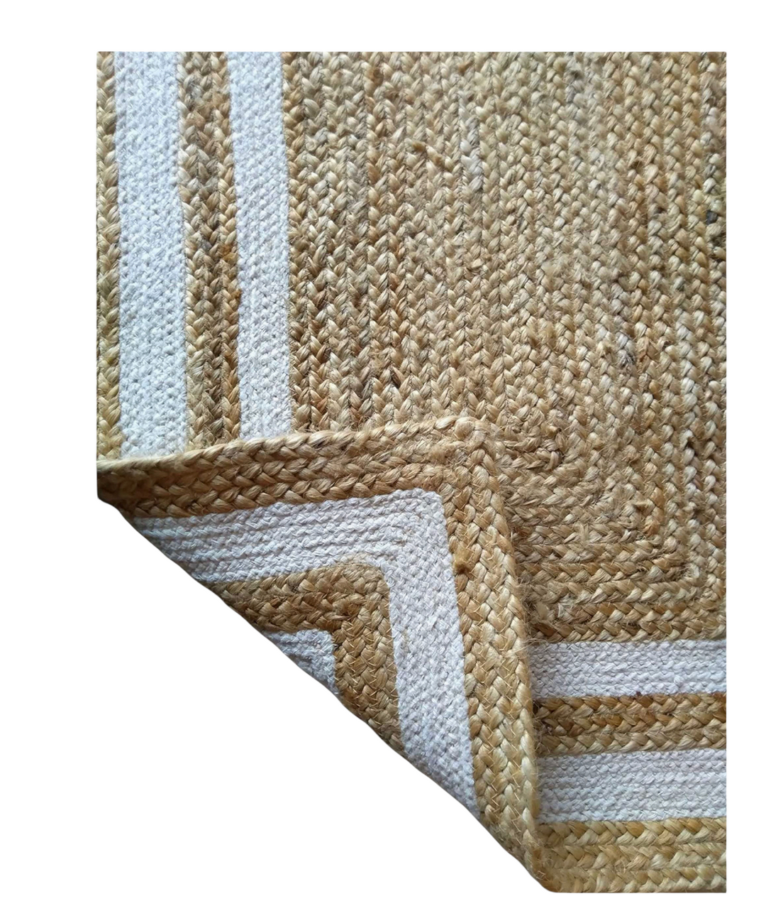 Beige and white Area rug Runner, Hand braided, Runner for hallway, living room and indoor living space.