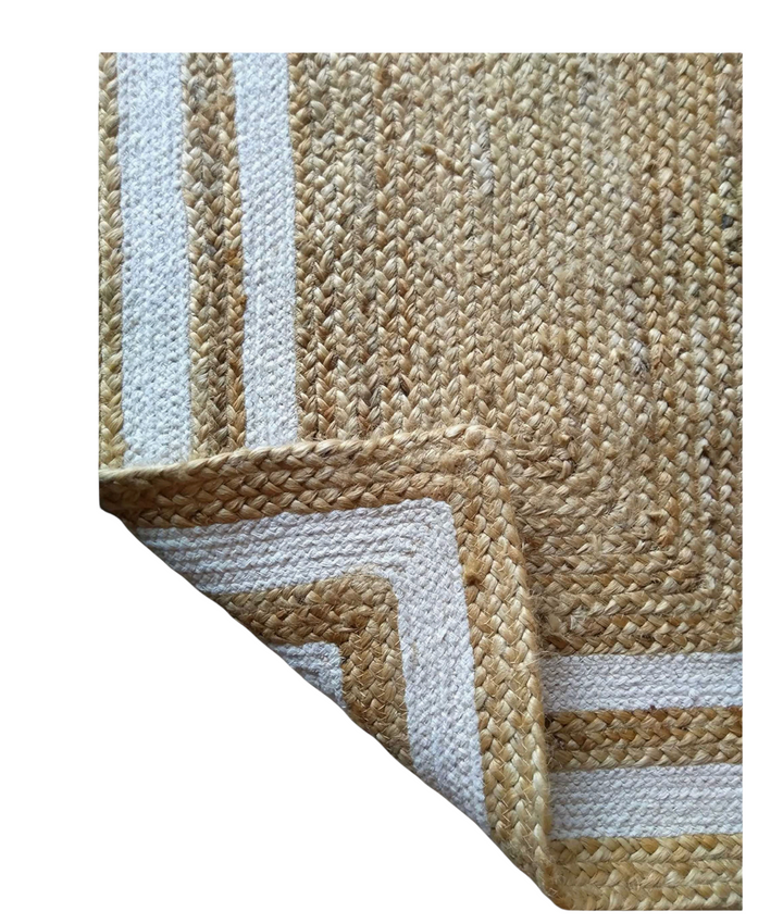 Beige and white Area rug Runner, Hand braided, Runner for hallway, living room and indoor living space.